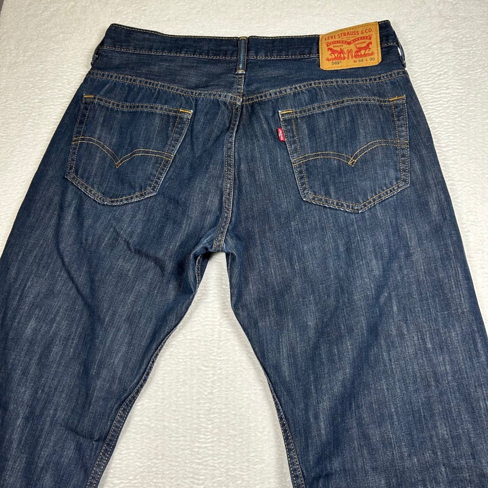 Levi's 569 Loose Straight Wideleg Jeans Darkwash Denim Mens 33x27 Relaxed Fit